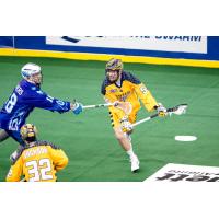 Bryan Cole of the Georgia Swarm Looks for an Opening against the Rochester Knighthawks