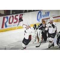 Cleveland Monsters Celebrate a Goal against the Chicago Wolves
