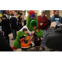 The Phillie Phanatic with Lehigh Valley Phantoms fans