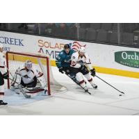 Cleveland Monsters control the puck against the San Jose Barracuda