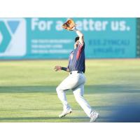 Alfredo Rodriguez of the Somerset Patriots chases a fly ball