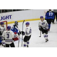 Tri-City Storm celebrate vs. the Lincoln Stars