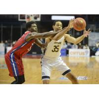 Cape Breton Highlanders reach for a ball against the Saint John Riptide