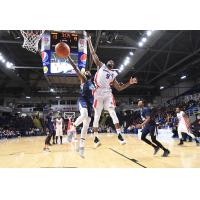 Halifax Hurricanes and Cape Breton Highlanders vie for a loose ball