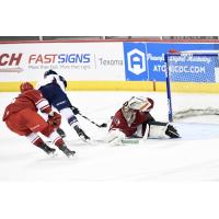 Allen Americans surrender a goal against the Tulsa Oilers