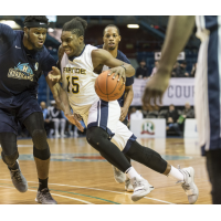 Saint John Riptide guard Frank Bartley IV drives against the Halifax Hurricanes