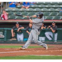 Sioux City Explorers catcher Dylan Kelly takes a big swing