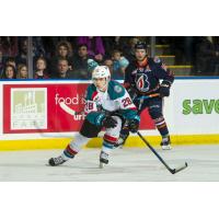 Kelowna Rockets defenceman Joe Gatenby vs. the Kamloops Blazers