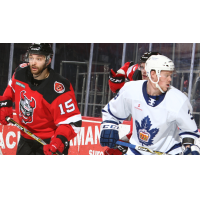 Binghamton Devils LW Nick Saracino (left) vs. the Toronto Marlies