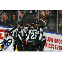 Utah Grizzlies celebrate a goal against the Wichita Thunder