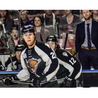 Utah Grizzlies forwards Austin Carroll (21) and Cole Ully