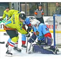 Alec Butcher of the Wheeling Nailers shoots against Indy Fuel