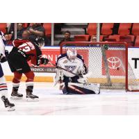 Vancouver Giants centre Jadon Joseph scores against the Tri-City Americans