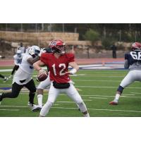 Memphis Express quarterback Brandon Silvers passes against the Salt Lake Stallions during a joint practice