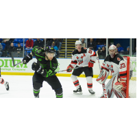 Binghamton Devils defend against the Utica Comets