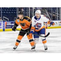 Lehigh Valley Phantoms left wing Greg Carey against the Bridgeport Sound Tigers