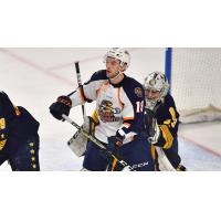 Greenville Swamp Rabbits forward Thomas Ebbing in front of the Norfolk Admirals goal