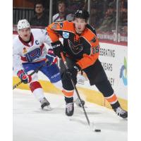 Lehigh Valley Phantoms center Mikhail Vorobyev against the Laval Rocket