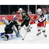 Grand Rapids Griffins left wing Chris Terry (right) eyes a shot against the San Antonio Rampage