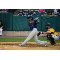 Infielder/outfielder Justin Trapp with the Somerset Patriots