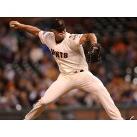 Mike Broadway pitching for the San Francisco Giants