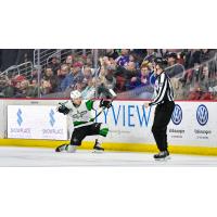 Brad McClure of the Texas Stars celebrates a goal against the Iowa Wild