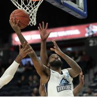 Halifax Hurricanes guard Terry Thomas with the ball vs. the Cape Breton Highlanders