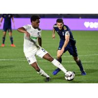 Memphis 901 FC defender Tristan Hodge (left) vs. North Carolina FC