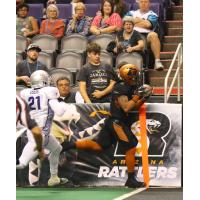 Jamal Miles of the Arizona Rattlers scores against the San Diego Strike Force