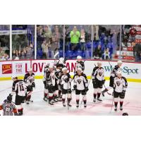 Vancouver Giants celebrate an overtime win against the Victoria Royals