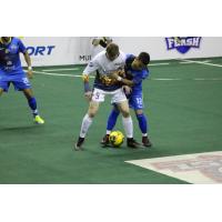 Tacoma Stars midfielder Derek Johnson (white) vs. the Monterrey Flash