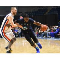 Halifax Hurricanes center Rhamel Brown drives against the Cape Breton Highlanders