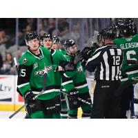 Texas Stars exchange high fives along the bench