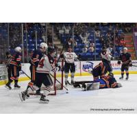 Johnstown Tomahawks celebrate a goal against the Northeast Generals