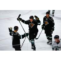 Utah Grizzlies celebrate a goal against the Florida Everblades