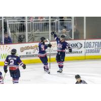 Austin Plevy of the Evansville Thunderbolts celebrates