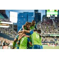 Seattle Sounders FC celebrates a 2017 comeback win over D.C. United