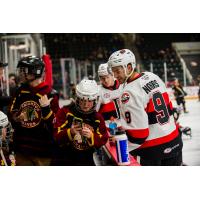 Belleville Senators forward Josh Norris talks with fans