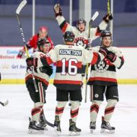 Danville Dashers forward Kuznetsov celebrates a goal with his teammates