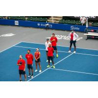 Washington Kastles line up for the national anthem