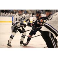 Forward Luke Lynch with Robert Morris University (right)