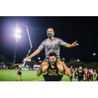 Portland Timbers celebrate their victory over the Philadelphia Union at the MLS Is Back Tournament