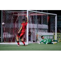 Jon Bakero celebrates a Phoenix Rising FC goal against New Mexico United