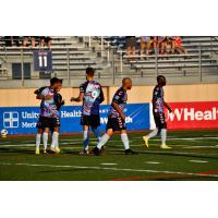 Forward Madison FC reacts after one of its four goals against South Georgia Tormenta FC