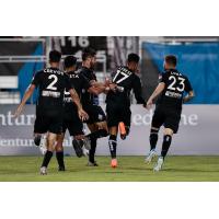 Colorado Springs Switchbacks FC celebrate George Lebese's game-tying goal