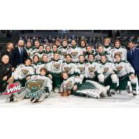 Everett Silvertips celebrate the 2020-21 WHL U.S. Division Championship Trophy