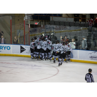 Rapid City Rush mob together after their comeback win over the Utah Grizzlies