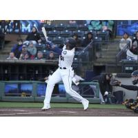 Erick Mejia at bat for the Tacoma Rainiers