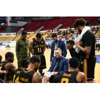 London Lightning head coach Doug Plumb addresses his team