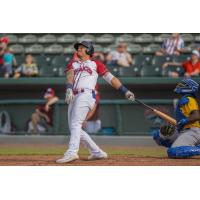 Jan Hernandez hits one of his two home runs for the Kansas City Monarchs